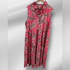 Crown & Ivy pink paisley ruffled tiered midi Size XL